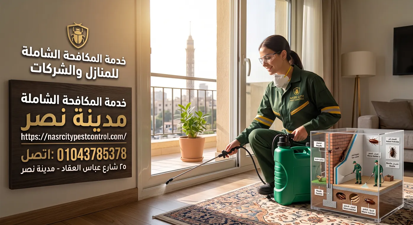 تطبيق جل مكافحة الصراصير في مفصلات دواليب مطبخ بمدينة نصر